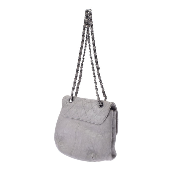 CHANEL Chanel Matrasse Chain Shoulder Gray Antique Tone Silver Bracket Ladies Leather Shoulder Bag AB Rank Used Ginzo