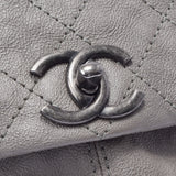 香奈儿香奈儿Matrasse链肩肩灰色古董灰色古董表层女士皮革肩带AB级使用Ginzo