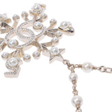 香奈儿香奈儿（Chanel Chanel Chanel）雪晶图案可可标记19年白/金支架女士假珍珠水钻项链