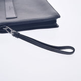 PRADA Prada Black Silver Bracket Unisex Leather Clutch Bag A Rank used Ginzo