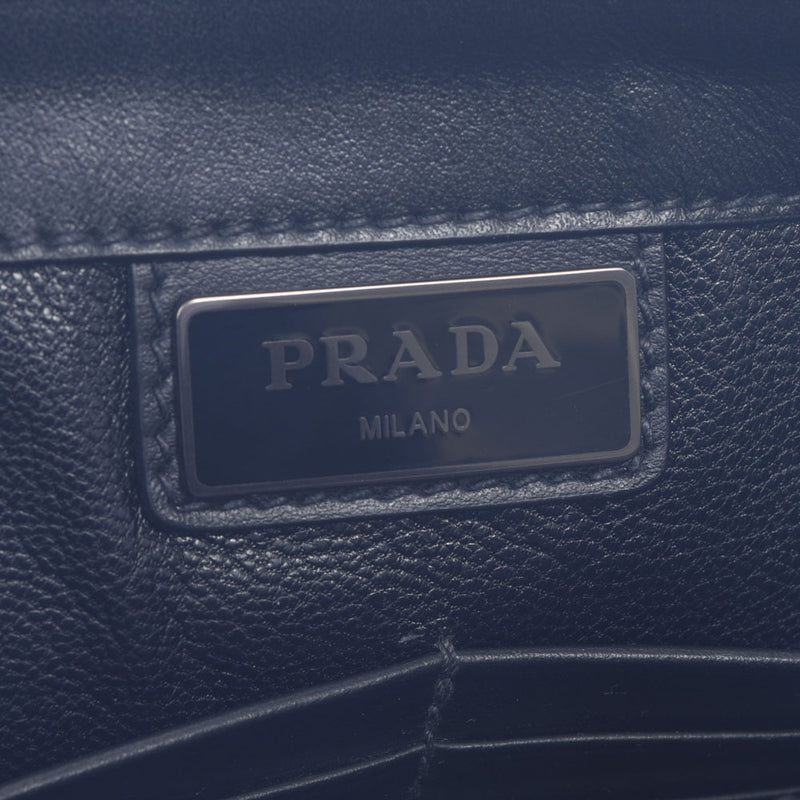 PRADA Prada Black Silver Bracket Unisex Leather Clutch Bag A Rank used Ginzo