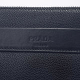 PRADA Prada Black Silver Bracket Unisex Leather Clutch Bag A Rank used Ginzo