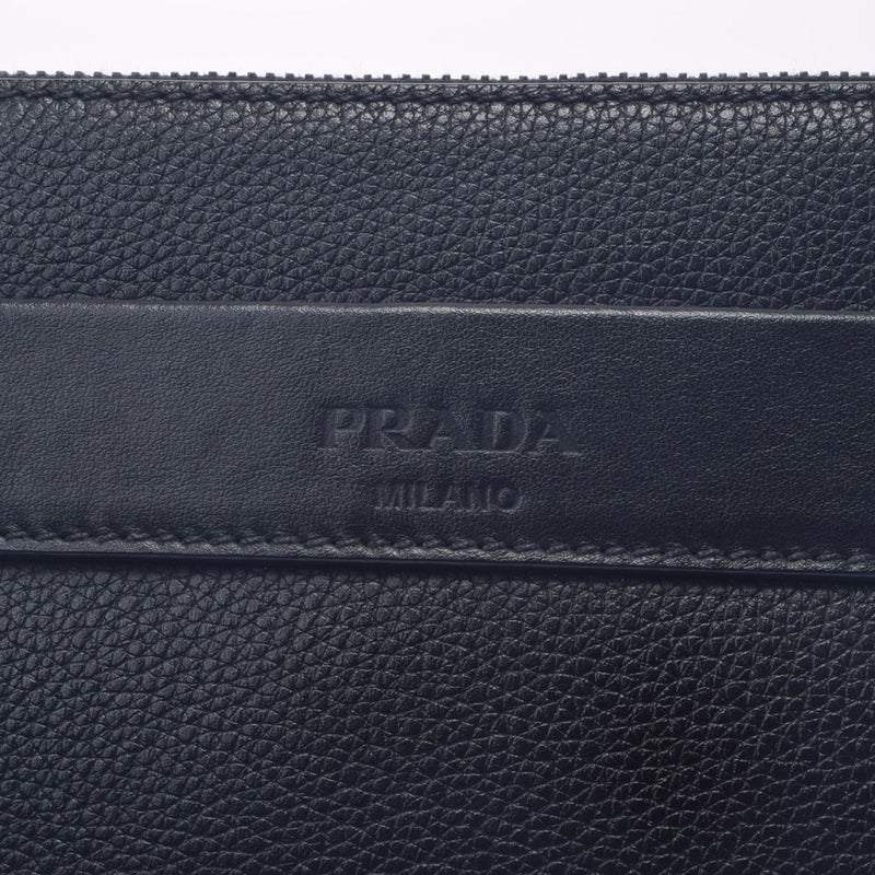 PRADA Prada Black Silver Bracket Unisex Leather Clutch Bag A Rank used Ginzo