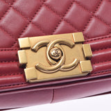 香奈儿香奈儿男孩频道25厘米连锁葡萄酒红金金架女士拉姆皮肤肩袋B等级