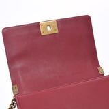 香奈儿香奈儿男孩频道25厘米连锁葡萄酒红金金架女士拉姆皮肤肩袋B等级