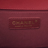 香奈儿香奈儿男孩频道25厘米连锁葡萄酒红金金架女士拉姆皮肤肩袋B等级