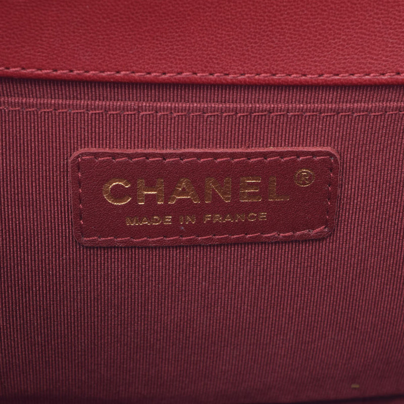 CHANEL Chanel Boy Channel 25cm Chain Wine Red Gold Gold Bracket Ladies Ram Skin Shoulder Bag B Rank used Ginzo