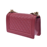 香奈儿香奈儿男孩频道25厘米连锁葡萄酒红金金架女士拉姆皮肤肩袋B等级