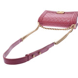 香奈儿香奈儿男孩频道25厘米连锁葡萄酒红金金架女士拉姆皮肤肩袋B等级