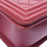 香奈儿香奈儿男孩频道25厘米连锁葡萄酒红金金架女士拉姆皮肤肩袋B等级