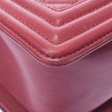 香奈儿香奈儿男孩频道25厘米连锁葡萄酒红金金架女士拉姆皮肤肩袋B等级