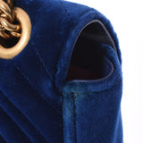 Gucci Gucci GG Malmont Mini Chain肩肩蓝色金色broo 446744女士Velor肩带B等级二手Ginzo