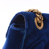 Gucci Gucci GG Malmont Mini Chain肩肩蓝色金色broo 446744女士Velor肩带B等级二手Ginzo