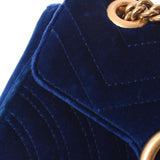 Gucci Gucci GG Malmont Mini Chain肩肩蓝色金色broo 446744女士Velor肩带B等级二手Ginzo