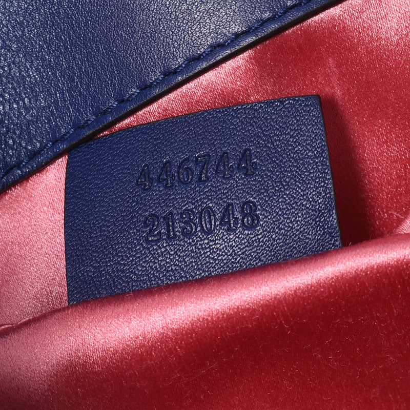 Gucci Gucci GG Malmont Mini Chain肩肩蓝色金色broo 446744女士Velor肩带B等级二手Ginzo