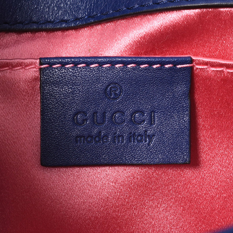 Gucci Gucci GG Malmont Mini Chain肩肩蓝色金色broo 446744女士Velor肩带B等级二手Ginzo