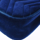 Gucci Gucci GG Malmont Mini Chain肩肩蓝色金色broo 446744女士Velor肩带B等级二手Ginzo