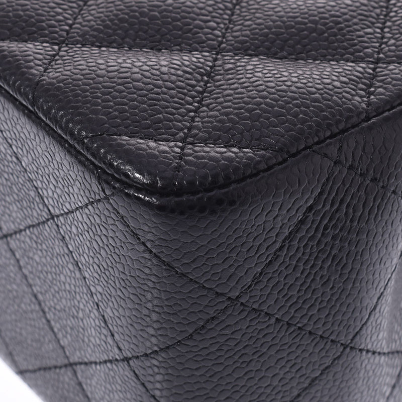 CHANEL シャネル マトラッセ チェーンショルダー Wフラップ30cm 黒 シルバー金具 レディース キャビアスキン ショルダーバッグ 新同 中古 銀蔵