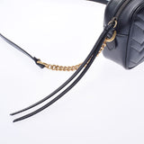 Gucci Gucci GG Marmont迷你肩袋黑色金支架448065女士小腿肩带AB AB级使用Ginzo