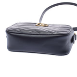 Gucci Gucci GG Marmont迷你肩袋黑色金支架448065女士小腿肩带AB AB级使用Ginzo