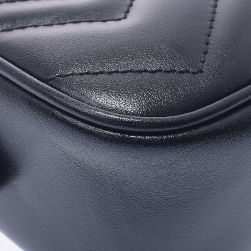 Gucci Gucci GG Marmont迷你肩袋黑色金支架448065女士小腿肩带AB AB级使用Ginzo