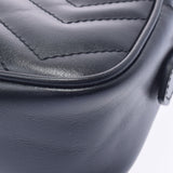 Gucci Gucci GG Marmont迷你肩袋黑色金支架448065女士小腿肩带AB AB级使用Ginzo