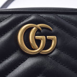 Gucci Gucci GG Marmont迷你肩袋黑色金支架448065女士小腿肩带AB AB级使用Ginzo
