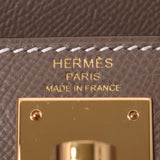 HERMES エルメス ケリー28 外縫い 2WAYバッグ エトゥープ ゴールド金具 D刻印(2019年頃) レディース ヴォーエプソン ハンドバッグ 新同 中古 銀蔵