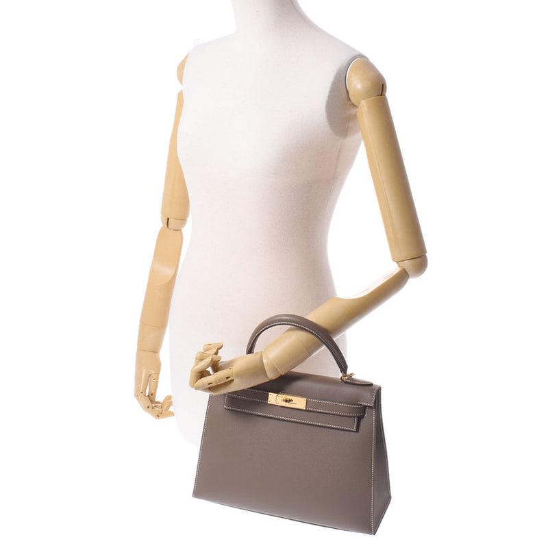 HERMES HERMES HERMES KELLY 28外缝制2way Bag Eto Pu Gold Bracket D（2019年左右）女士Vo Epson手提包新联邦Ginzo