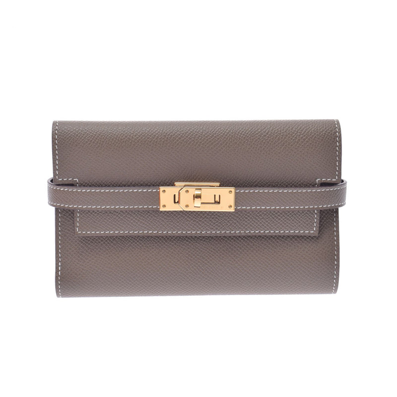 HERMES HERMES HERMES KELLY WALLET MEDID EUP GOLD BRACKET D（2019年左右）女士VO EPSON LONG WALLET新二手Ginzo