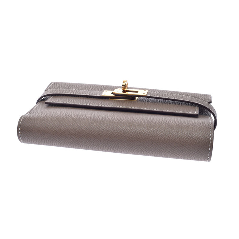 HERMES HERMES HERMES KELLY WALLET MEDID EUP GOLD BRACKET D（2019年左右）女士VO EPSON LONG WALLET新二手Ginzo