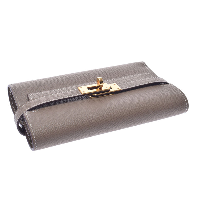 HERMES HERMES HERMES KELLY WALLET MEDID EUP GOLD BRACKET D（2019年左右）女士VO EPSON LONG WALLET新二手Ginzo