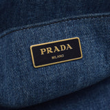 PRADA Prada Kana Pamini Denim Fabric 2WAY Navy Gold Bracket 1BG439 Ladies Denim Handbag B Rank used Ginzo