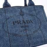 PRADA Prada Kana Pamini Denim Fabric 2WAY Navy Gold Bracket 1BG439 Ladies Denim Handbag B Rank used Ginzo