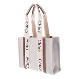 Chloe Chloe Woody Midium Tote Bag White/Brown Unisex Canvas/Calfskin Tote Bag New Ginzo