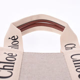 Chloe Chloe Woody Midium Tote Bag White/Brown Unisex Canvas/Calfskin Tote Bag New Ginzo