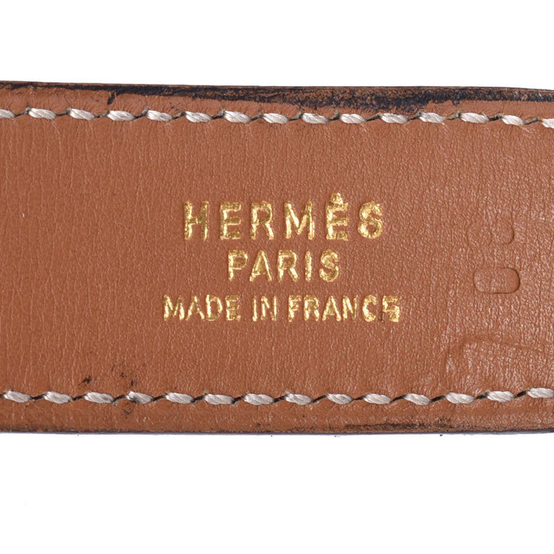 爱马仕爱马仕（Hermes Hermes）可逆的80厘米黑色/茶金支架○t -graved（1990年左右）男装小牛/chamonie腰带AB级使用Ginzo