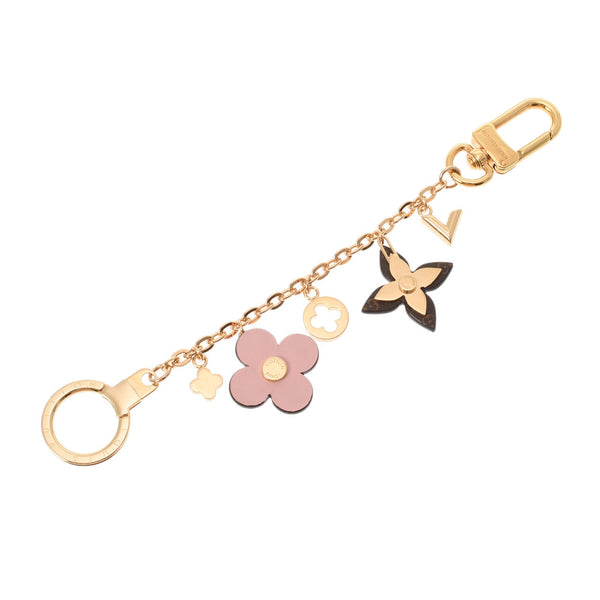 LOUIS VUITTON Louis Vuitton Bijouel Shenne Blooming Flower Brown/Pink Gold Bracket M63086 Ladies GP Keychain A Rank Used Ginzo