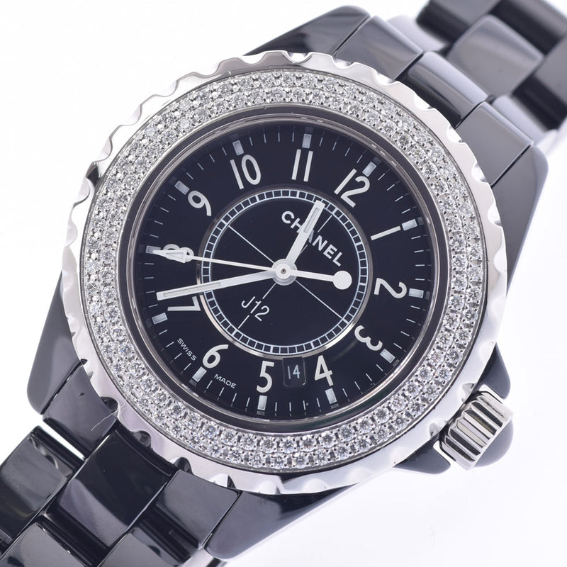 CHANEL Chanel J12 Bezel Diamond H0949 Boys Black Ceramic Watch Quartz Black Dial A Rank Used Ginzo