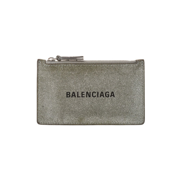 BALENCIAGA バレンシアガ ロングコイン＆カードホルダー シルバー/ラメ シルバー金具 ユニセックス グレインカーフレザー カードケース Bランク 中古 銀蔵