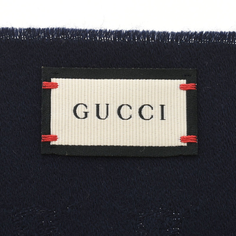 Gucci Gucci GG图案围巾海军中性菌Cashimia 100％消音器未使用的Ginzo