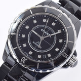 CHANEL Chanel J12 38mm 12P Diamond H1626 Men's Black Ceramic/SS Watch Automatic Black Dial A Rank used Ginzo