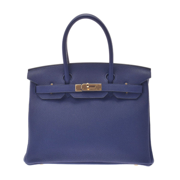 HERMES Hermes Birkin 30 Blue Ankle Gold Gold Cool C engraved (around 2018) Ladies Togo Handbag A Rank Used Ginzo