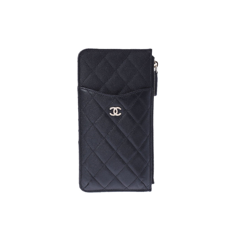 CHANEL Chanel Matrasse Classic Pouch Card With Pocket Black Gold Bracket AP0225 Unisex Caviar Skin Coin Case New Used Ginzo
