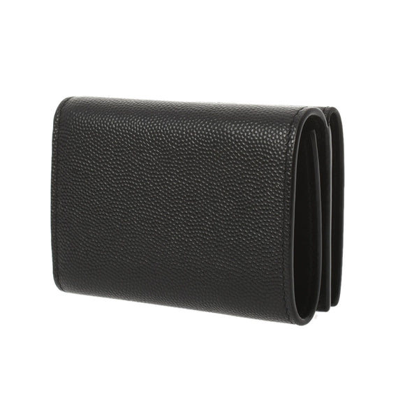SAINT LAURENT Saint Laurent Compact Wallet Black 459996 Unisex Leather tri -fold wallet B rank used Ginzo