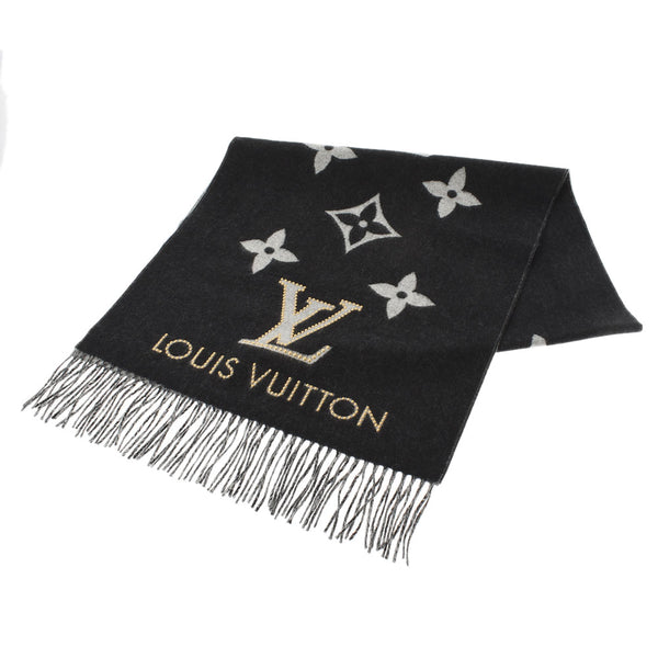 LOUIS VUITTON Louis Vuitton Eschard Play Cavic Study Black/Gray M71588 Unisex Cashmere 100% Muffler unused Ginzo