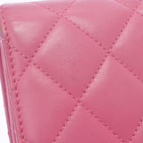 CHANEL Chanel Simple CC Pink Ladies Lambskin Bi -fold Wallet B Rank Used Ginzo