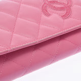 CHANEL Chanel Simple CC Pink Ladies Lambskin Bi -fold Wallet B Rank Used Ginzo