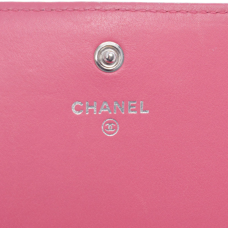 CHANEL Chanel Simple CC Pink Ladies Lambskin Bi -fold Wallet B Rank Used Ginzo