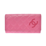 CHANEL Chanel Simple CC Pink Ladies Lambskin Bi -fold Wallet B Rank Used Ginzo